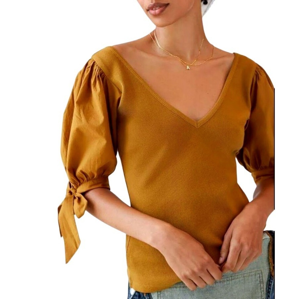Maeve Anthropologie Puff-Sleeved‎ Blouse Top - Size X Large